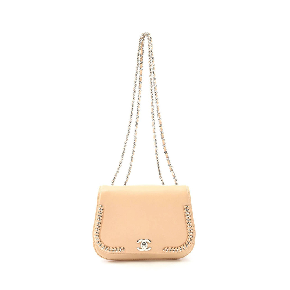 Chanel Coco Mark Shoulder Bag Leather Beige